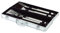 axentia Grillbesteck Set Edelstahl 4-teilig im Koffer - Grillkoffer aus Aluminium - Grillwerkzeug Edelstahl - Barbecue-Set mit Fleischgabel, Grillzange, Komfortwender, Grillbürste