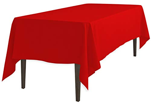 LinenTablecloth 60 x 126-Inch Rectangular Polyester Tablecloth Red