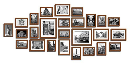 Lillyvale Large Multi Picture Photo Frames Wall Set 26 Pieces Set (Brown)