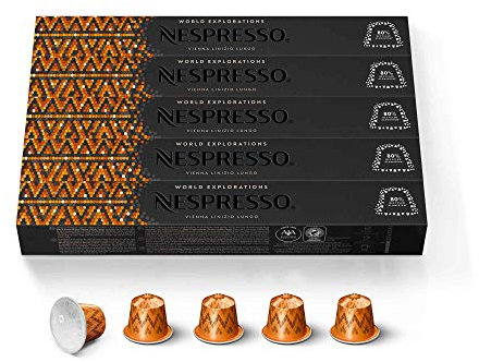 Nespresso Original Vienna Lungo Lot de 50 capsules de café, torréfaction moyenne, compatibles avec les machines à café Original