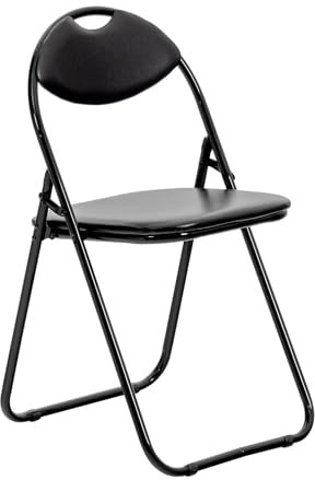 Harbour Housewares Black Padded Folding Chairs - Pack of 1 Portable Folding Chairs for Dining, Office, Vanity, Makeup, Study & Home Soft Padded Seating Small Desk Seats