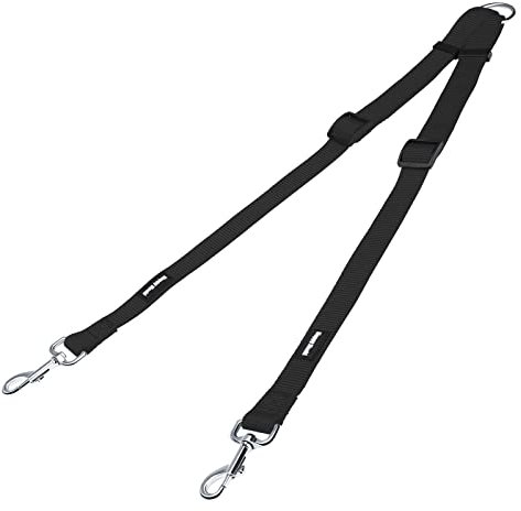 HAPPY HACHI Laisse Double pour Chien 40-60cm* 2cm Accouple Réglable Durable en Nylon pour 2 Chiens Marcher Promener (M, Noir)