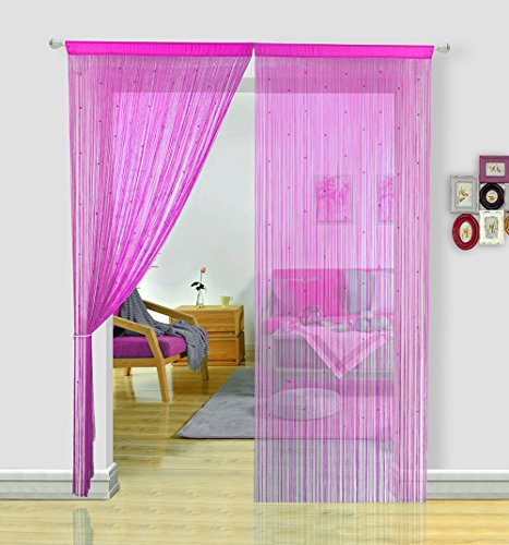 HSYLYM, Perlenvorhang für Türen, Wohnzimmer, als Raumteiler oder Dekoration, Textil, Rose, 90x245cm