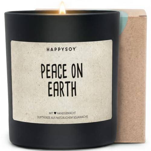 Friedenskerze - Soja Duftkerze im Glas mit Spruch natürlich handgemacht - nachhaltiges kleines persönliches Geschenk Geschenkidee, Friedens-Licht entzünden, Peace on earth, friedvolle Kerze