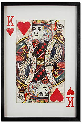 ADM - 'Herz-König' - 3D-Effekt-Bild in Collagetechnik, gerahmt und geschützt durch eine Glasfront - Mehrfarbig - H90 cm