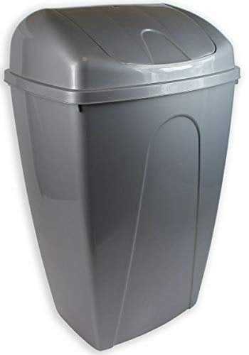 RSW 50 Litre Plastic Silver/Grey Swing Bin Rubbish Bin Kitchen Office Classroom Bin