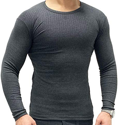 warmes langärmliges Thermo-Shirt für Herren in Anthrazit aus Baumwolle Unterhemd Größe S M L XL XXL 3XL