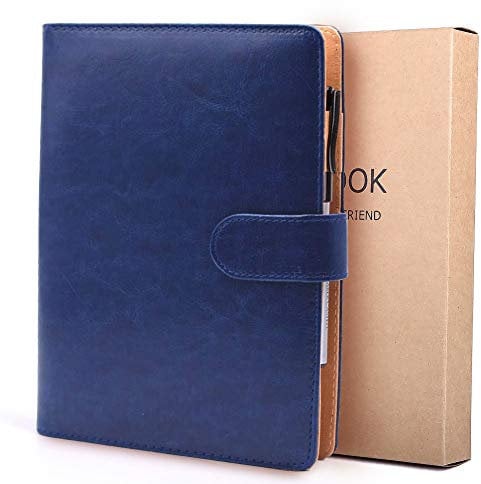 Notizbuch A5 Leder Filofax Nachfüllbare Tagebuch Executive Konferenzmappe 6 Ring-buch 200 Dicke Seiten, Geschenk für Männer und Frauen