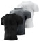 Niksa 3 Stück Kompressionsshirt Herren,Laufshirt Herren Kurzarm mit Unterarm Mesh kurzärmliges Funktionsshirt Atmungsaktiv Sportshirt Männer für Running Workout Fitness, Schwarz, Grau, Weiß, L