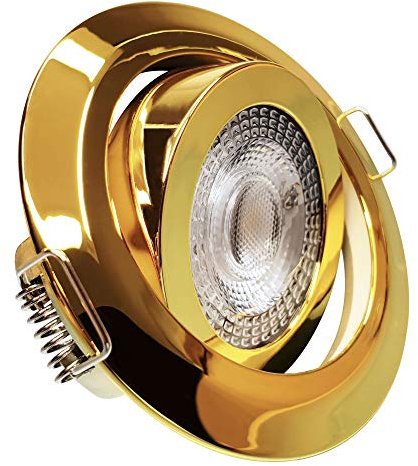 max K O M F O R T LED Einbaustrahler Ultraflach 5 Watt Gold schwenkbar 230V Rund warmweiß, neutralweiß, klatweiß, Deckenstrahler Spot Deckenspot Lumira