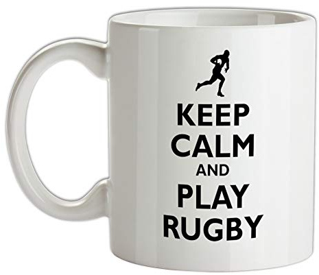 Keep Calm and Play Rugby - 10oz - Ceramic Mug for Coffee/Tea