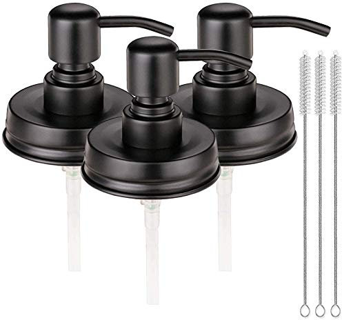 NINGWANG Soap Dispenser Lids,Rust Proof Pump and Lid Replacement for Mason Jars or Other DIY Lotion Soap Dispensers, 3 Pack