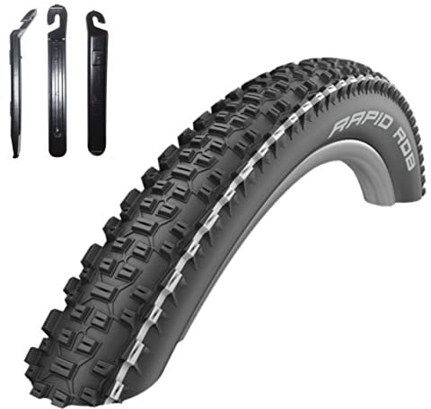 1 x Schwalbe Rapid Rob weißer Streifen 57-584 (27,5 x 2.25) inkl. Reifenheber