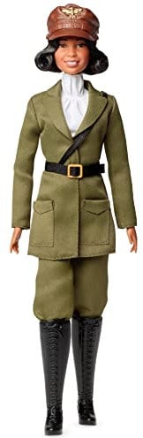 Barbie-Puppe, Bessie Coleman, Sammelfigur aus der Serie Inspiring Women, Signature, verzierte Verpackung, Pilotenanzug, HJX36