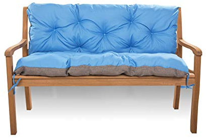 Sitzkissen für Hollywoodschaukel - Sitzbank mit Rückenlehne - Gartenschaukel Kissen - Bankkissen Outdoor (120 x 60 x 50, Blau)