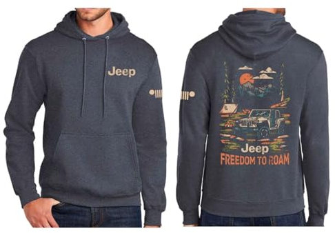 Jeep Felpa con cappuccio da uomo Freedom To Roam, colore blu navy, Blu navy, XX-Large