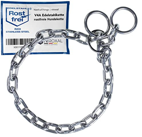 Kettenwürger für Hunde mit Kopfumfang 50-55 cm aus Edelstahl V4A Hundekette mit Zugstop Kettenhalsband kurzgliedrig 5mm dick und 65 cm Gesamtlänge