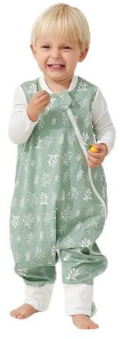 Duomiaomiao Schlafsack Sommer, Schlafsack mit füßen 0.5 tog, Dünne Sommerschlafsack mit füßen, 100% Baumwolle Schlafsack Kinder Sommer 2-3 Jahr