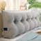 Raktov Dreieckiges Kopfteilkissen mit abnehmbarem Bezug, Polster mit Holzrücken, dreieckiges Lesekissen, einfarbiges Keil-Kopfteilkissen für Bett, Sofa, Schlafzimmer, 120 x 50 x 20 cm, Grau