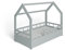 ms factory Hausbett mit Matratze Kinderbett 70x140 cm mit Rausfallschutz und Lattenrost - Einzelbett aus Kiefernholz für Mädchen und Junge - Grau