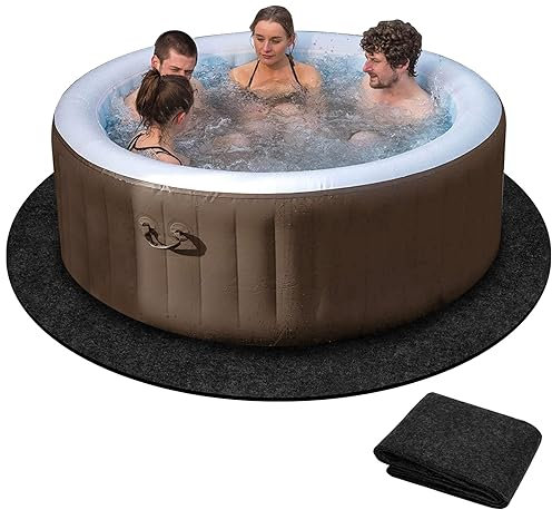 Runde Whirlpool-Matte, 228,6 cm Durchmesser, groß, waschbar, oberirdisch, wasserabsorbierend, mit rutschfester Unterseite, tragbares Spa-Pool-Zubehör für Außen- und Innen-Whirlpools, schützt vor