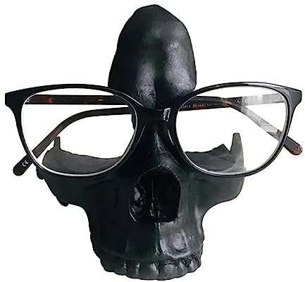 belupai Skull Glasses Stand Holder, Gothic Sunglasses Display Stand Candy Dish Key Bowl Skull Glasses Frame Sculpture Ornaments Gothic Decoration for Entryway,Home,Desk (#1)
