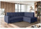 MEBLINI Schlafcouch mit Bettkasten - Kleines Ecksofa mit Schlaffunktion - Sofa mit Relaxfunktion - Kleine Couch L-Form - Eckcouch - Scandi - 236x171x85cm Rechts - Blau Samt