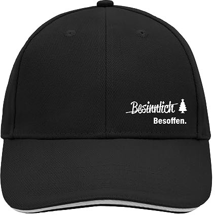 Huuraa Cappy Mütze Besinnlich Besoffen Tannenbaum Geschenk Black/Light Grey Besinnlich Besoffen Präsent