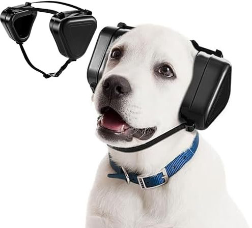 KyneLit Hunde-Gehörschutz für Feuerwerk und Lärmschutz, ideal für mittelgroße und große Hunde, Schwarz