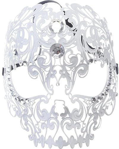 Venetian Mask Halloween Skull Hollow Out Mask Metal Iron Full-face Mask Halloween Masquerade Mask for Cosplay Props