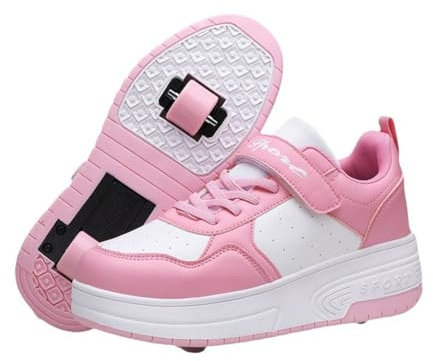 ENEN Schuhe mit Rollen für Jungen & Mädchen, Outdoor Turnschuhe mit Rollen Versenkbarer, Schuhe mit Rollen Kinder, 2-in-1 Roller Schuhe Turnschuhe mit 2 Rollen