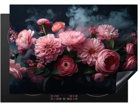 KitchenYeah© Copri Piano Cottura 75x52 cm Coprifornelli Tappetino per Induzione Fornello Tutto per la Cucina Fiori - Rosa - Rose - Botanica - Natura