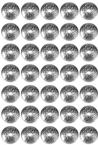 35 x Silver Disco Ball Edible Wafer or Icing Cupcake Toppers Fun Themed Party Cake Decorations Perfect For Brownies Cookies Muffins & More! (Edible Wafer Card)