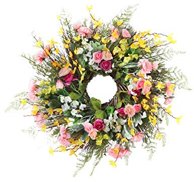 Mutter 's Wintertür Tag Kranz Ring Carnation Frühlingskranz Blumenkranz künstliche Blumen Blumenranke Fahrrad (Multicolor, One Size)