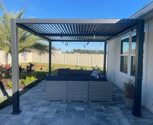PURPLE LEAF Louvered Pergola 10' x 12' Outdoor Pergola w/Drainage System