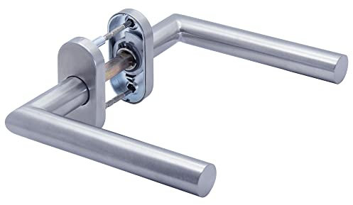 APECS Türgriffe Oval Rosette edelstahl für Haustür und Innentüren Drückergarnitur L-Modell H-0904