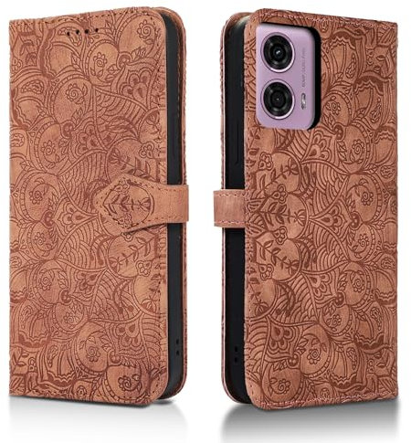 Succtopy Funda para Motorola Moto G24 4G PU Cuero Flip Carcasa Fundas Móvil de Tapa Libro con Cierre Magnético para Motorola Moto G24 4G Flip Wallet Cover Case con Motorola Moto G24 4G Marrón