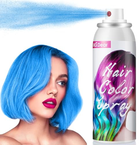 Spray de Coloración Temporal para Niños, Adultos, 100ML Spray de Coloración Lavable para Accesorios de Fiesta, Halloween, Navidad,100ML, Spray para el Cabello Azul