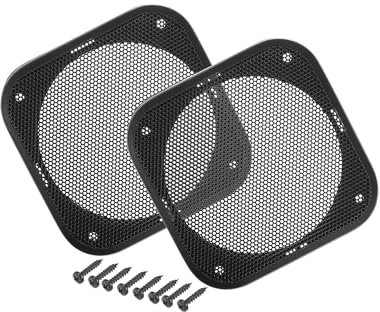 Hihaha Universal 4 Car Speaker Grills Cover Mesh Square 4 Inch Audio Speaker Subwoofer Guard Protector Case with Mounting Screws ABS Black - Pack of 2 Durable Material