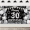 30. Geburtstag Banner Schwarz Silber - 30. Geburtstag Deko Schwarz Silbernes Hintergrundtuch große Happy Birthday Hintergrunddekoration für Männer Frauen 30. Geburtstags Party Deko drinnen draußen