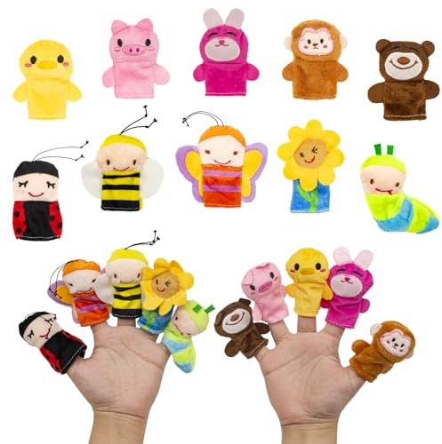Wondora 10 Stück Fingerpuppen, Fingerpuppen für Kinder, Finger Plüschtier Kinder, Kleine Tier Fingerpuppe, Mini Kuscheltier, für Kindergeburtstagsgeschenke, Partygeschenke, Halloween(B)