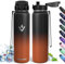 Trinkflasche Edelstahl, 1L BPA-Frei, Thermosflasche, Auslaufsicher, Thermoskanne, Doppelwandige Isolierung, Isolierflasche, Wasserflasche, 18/8 Edelstahl, Thermoskanne für Wandern, Laufen, Schule