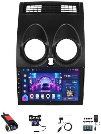 BOJONTN 9 Zoll Android 14 Touchscreen Bildschirm Autoradio 2 Din für Nissan Qashqai 1 J10 2006-2013 mit Kabellosem Carplay Bluetooth GPS Navi Lenkradsteuerung Rückfahrkamera(F2 (4+64G))