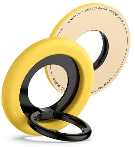 Spigen Nano Pop Silicone Phone Magnetic Ring Stand Adjustable Grip Designed For iPhone 17 16 15 14 13 12 Pro Max Air & MagSafe Cases for Google Pixel 10 Pixelsnap & Samsung Galaxy S25 - Mango Yellow