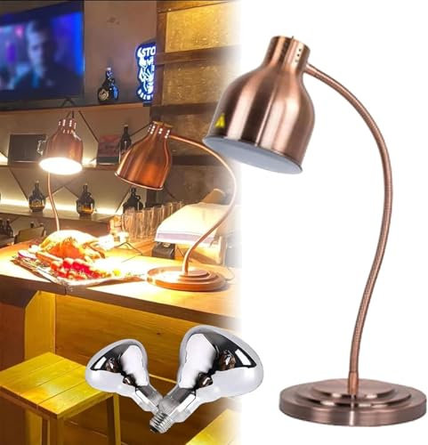 HHDOMLTH Freistehende Speisenwärmlampe, 250 W, Buffet-Speisenwärmlampe Für Die Küche, Gewerblicher Wärmer – Wärmelampe Mit Einer Glühbirne Für Den Restaurant-Buffet-Heimgebrauch(Rose Gold)