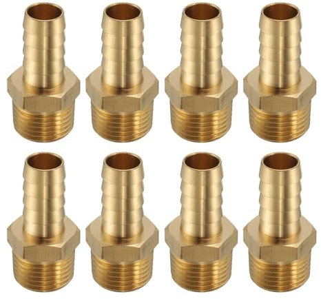 sourcing map Raccordo spinato in ottone da 1/2 NPT maschio a 1/2 ID tubo flessibile per raccordi per tubi a filettatura diretta Connettore a torre Costruzione durevole