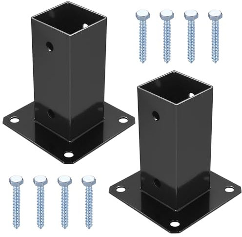 2 Pz Staffa Palo Fissaggio Pali Legno, Staffa di Ancoraggio a Vite, Supporto Porta Palo Quadrata, Manicotto da Avvitare con Base a Palo per Pali in Legno 60x60 mm, per Recinzione Capannoni Gazebo