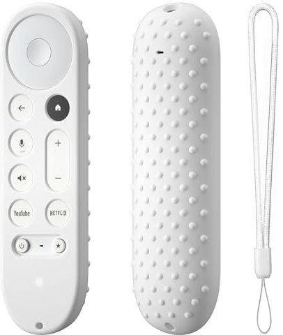 Silicone Remote Control Case Cover for Google TV Streamer 4K TV 2024 for Google GY3LE,Replacement Protective Sleeve for Smart Voice Controller,with Lanyard (White)