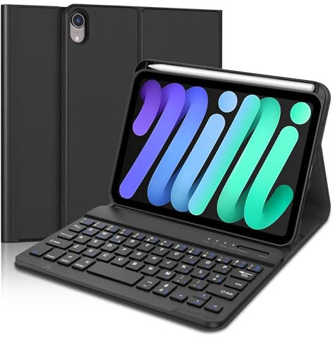SENGBIRCH Custodia per Tastiera iPad Mini 7 2024 8.3 Pollici, Layout Italiano QWERTY Rimovibile Magnetic Wireless Bluetooth Tastiera per Mini 6a/7a Generazione 8.3 Pollici, Nero
