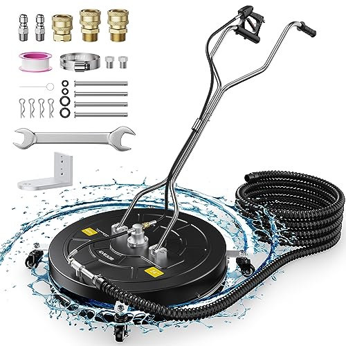 EVEAGE 24 Pressure Washer Surface Cleaner with Water Recovery System, Dual Handle Stainless Steel Housing Power Washer Surface Cleaner for Driveways, Sidewalks,Patios,Decks Cleaning